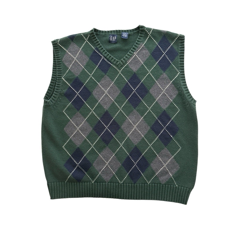 Vintage 90s Gap Argyle Sweater Vest Mens XL Preppy Academia Heritage Classic
